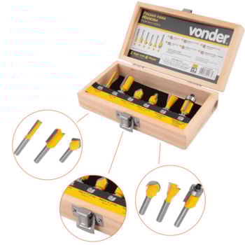 JOGO DE FRESAS PARA MADEIRA COM 6 PEÇAS DE 6MM - 5314060060 VONDER JOGO DE FRESAS PARA MADEIRA COM 6 PEÇAS DE 6MM - 5314060060 VONDER
