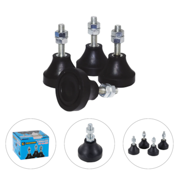 JOGO DE SAPATA MICRO 3/8" VIBRA STOP / VIBRALESS COM 4 PECAS PARA LAVADORAS E COMPRESSORES ATE 20 PES - CHIAPERINI