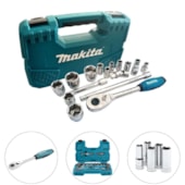 JOGO DE SOQUETE DE 23 PEÇAS COM CHAVE CATRACA 1/2" - B-65589 MAKITA JOGO DE SOQUETE DE 23 PEÇAS COM CHAVE CATRACA 1/2" - B-65589 MAKITA