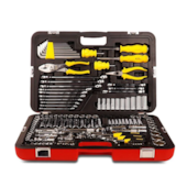 JOGO DE SOQUETE ENCAIXES MM E POL 1/4", 3/8" E 1/2" COM 150 PEÇAS - R99-150LA STANLEY JOGO DE SOQUETE ENCAIXES MM E POL 1/4", 3/8" E 1/2" COM 150 PEÇAS - R99-150LA STANLEY