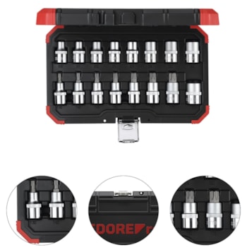 JOGO DE SOQUETE TORX 1/2" TX 16PCS - 3300009 GEDORE RED JOGO DE SOQUETE TORX 1/2" TX 16PCS - 3300009 GEDORE RED