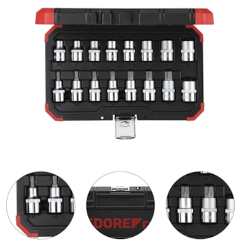 JOGO DE SOQUETE TORX 1/2" TX 16PCS - 3300009 GEDORE RED