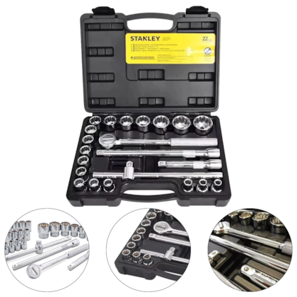 JOGO DE SOQUETES 1/2" 22 PEÇAS 8 A 32MM - STMT81242-840 STANLEY JOGO DE SOQUETES 1/2" 22 PEÇAS 8 A 32MM - STMT81242-840 STANLEY