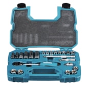 JOGO DE SOQUETES 8 A 20MM 23 PCS ENCAIXE 3/8" COM ACESSORIOS - MAKITA JOGO DE SOQUETES 8 A 20MM 23 PCS ENCAIXE 3/8" COM ACESSORIOS - MAKITA