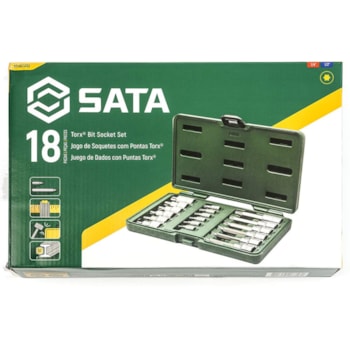 JOGO DE SOQUETES COM BITS TORX 18 PEÇAS ENCAIXE DE 1/4 - 1/2 POL - SATA-ST09052SJ JOGO DE SOQUETES COM BITS TORX 18 PEÇAS ENCAIXE DE 1/4 - 1/2 POL - SATA-ST09052SJ