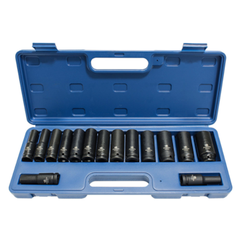 JOGO DE SOQUETES DE IMPACTO LONGO 1/2" 10MM A 27MM COM 15 PECAS - BREMEN