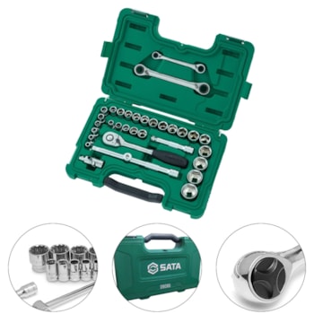 JOGO DE SOQUETES E CHAVES 1/2" 33 PCS - SATA JOGO DE SOQUETES E CHAVES 1/2" 33 PCS - SATA