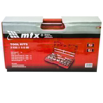 JOGO DE SOQUETES ESTRIADOS 3/4" 21MM A 62MM 26 PEÇAS - 135399 MTX
