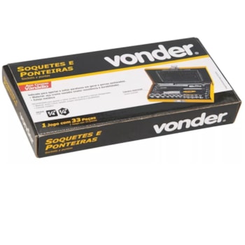 JOGO DE SOQUETES PONTEIRAS 33 PEÇAS ENCAIXE 1/4 POL- 3029014033 VONDER JOGO DE SOQUETES PONTEIRAS 33 PEÇAS ENCAIXE 1/4 POL- 3029014033 VONDER