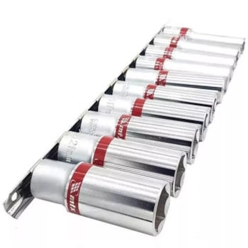 JOGO DE SOQUETES SEXTAVADO LONGOS 10 - 22 MM 10 PEÇAS ENCAIXE 1/2 POL. COM SUPORTE - 135909 MTX JOGO DE SOQUETES SEXTAVADO LONGOS 10 - 22 MM 10 PEÇAS ENCAIXE 1/2 POL. COM SUPORTE - 135909 MTX