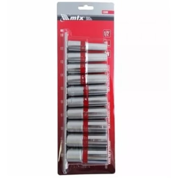 JOGO DE SOQUETES SEXTAVADO LONGOS 10 - 22 MM 10 PEÇAS ENCAIXE 1/2 POL. COM SUPORTE - 135909 MTX JOGO DE SOQUETES SEXTAVADO LONGOS 10 - 22 MM 10 PEÇAS ENCAIXE 1/2 POL. COM SUPORTE - 135909 MTX