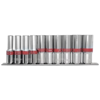 JOGO DE SOQUETES SEXTAVADO LONGOS 10 - 22 MM 10 PEÇAS ENCAIXE 1/2 POL. COM SUPORTE - 135909 MTX JOGO DE SOQUETES SEXTAVADO LONGOS 10 - 22 MM 10 PEÇAS ENCAIXE 1/2 POL. COM SUPORTE - 135909 MTX