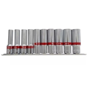JOGO DE SOQUETES SEXTAVADO LONGOS 10 - 22 MM 10 PEÇAS ENCAIXE 1/2 POL. COM SUPORTE - 135909 MTX JOGO DE SOQUETES SEXTAVADO LONGOS 10 - 22 MM 10 PEÇAS ENCAIXE 1/2 POL. COM SUPORTE - 135909 MTX