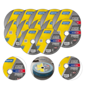 KIT 12 DISCO DE CORTE INOX 4.1/2" X 3/64" X 7/8" 115MM X 1.0MM X 22,23MM STANDARD - NORTON