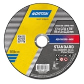 KIT 12 DISCO DE CORTE INOX 4.1/2" X 3/64" X 7/8" 115MM X 1.0MM X 22,23MM STANDARD - NORTON