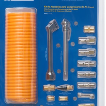 KIT BORRACHEIRO EM BLISTER COM 20 PEÇAS E MANGUEIRA PARA AR - 12.420.0042 BOZZA