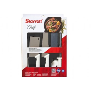 KIT CHEFE C/ 1 CUTELO, 2 FACAS, 1 CHAIRA C/PROTETOR E 1 PEDRA DE AFIAR - BKK-6W1 STARRETT KIT CHEFE C/ 1 CUTELO, 2 FACAS, 1 CHAIRA C/PROTETOR E 1 PEDRA DE AFIAR - BKK-6W1 STARRETT