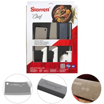 KIT CHEFE C/ 1 CUTELO, 2 FACAS, 1 CHAIRA C/PROTETOR E 1 PEDRA DE AFIAR - BKK-6W1 STARRETT KIT CHEFE C/ 1 CUTELO, 2 FACAS, 1 CHAIRA C/PROTETOR E 1 PEDRA DE AFIAR - BKK-6W1 STARRETT