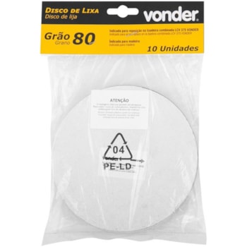 KIT COM 10 LIXAS GRÃO 80 PARA LCV375 - 1258375080 VONDER