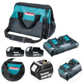 KIT COM 2 BATERIAS 3AH 18V (BL1830B) + CARREGADOR DUPLO (DC18RD) + BOLSA - KITMAKDC18RD220 MAKITA KIT COM 2 BATERIAS 3AH 18V (BL1830B) + CARREGADOR DUPLO (DC18RD) + BOLSA - KITMAKDC18RD220 MAKITA