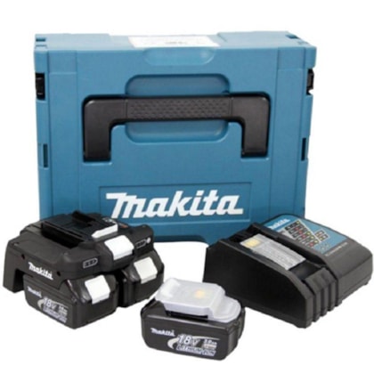 KIT COM 3 BATERIAS BL1830 3.0AH + ADAPTADOR DUPLO BCV02 (36V) + CARREGADOR DC18RC - 220V - MAKITA KIT COM 3 BATERIAS BL1830 3.0AH + ADAPTADOR DUPLO BCV02 (36V) + CARREGADOR DC18RC - 220V - MAKITA