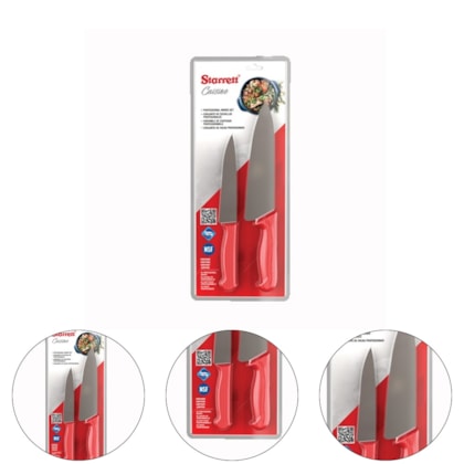 KIT DE COZINHA C/ 2 FACAS C/ CABO VERMELHO - BKK-2R STARRETT KIT DE COZINHA C/ 2 FACAS C/ CABO VERMELHO - BKK-2R STARRETT