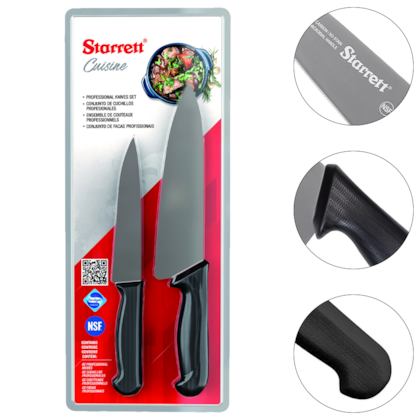 KIT DE COZINHA COM 2 FACAS CABO PRETO - BKK-2B STARRETT KIT DE COZINHA COM 2 FACAS CABO PRETO - BKK-2B STARRETT