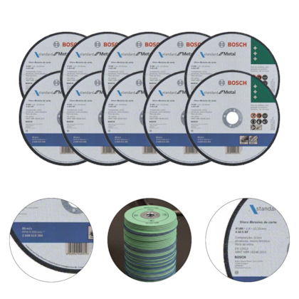 KIT DISCO DE CORTE P/ METAL E INOX 4.1/2"  115X1,0MM  FURO 22,23MM STANDARD C/ 10UN  -  BOSCH