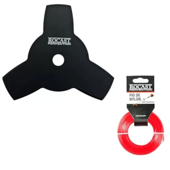 LAMINA COM 3 FACAS + FIO DE NYLON PARA ROÇADEIRA - 305,0003 ROCAST LAMINA COM 3 FACAS + FIO DE NYLON PARA ROÇADEIRA - 305,0003 ROCAST