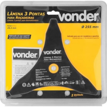 LÂMINA DE 3 PONTAS PARA ROÇADEIRAS 255 MM X 25,4 MM - 6805325255 VONDER