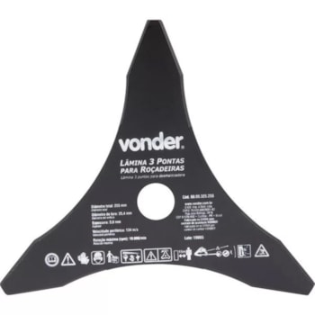 LÂMINA DE 3 PONTAS PARA ROÇADEIRAS 255 MM X 25,4 MM - 6805325255 VONDER LÂMINA DE 3 PONTAS PARA ROÇADEIRAS 255 MM X 25,4 MM - 6805325255 VONDER