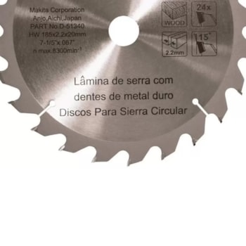 LÂMINA DE SERRA TCT 185X20MM 24 DENTES - D-51340-10 MAKITA