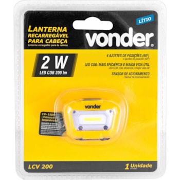LANTERNA DE CABEÇA RECARREGAVEL 200 LUMENS LED COB LCV200 - 8075050200 VONDER LANTERNA DE CABEÇA RECARREGAVEL 200 LUMENS LED COB LCV200 - 8075050200 VONDER
