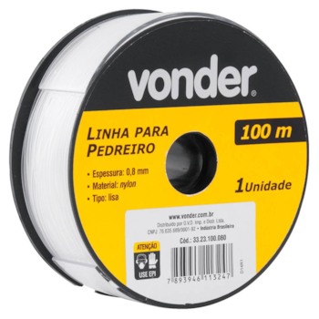 LINHA P/ PEDREIRO 0,80MM X 100M - 3323100080 VONDER LINHA P/ PEDREIRO 0,80MM X 100M - 3323100080 VONDER