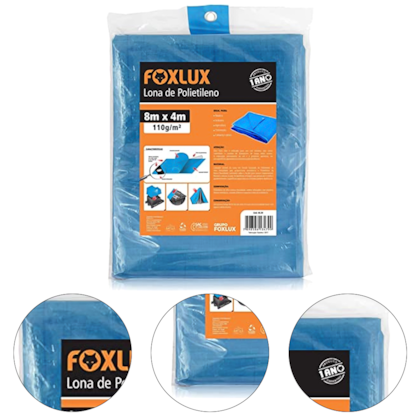 LONA DE POLIETILENO AZUL 8M X 4M - 60.30 FOXLUX LONA DE POLIETILENO AZUL 8M X 4M - 60.30 FOXLUX