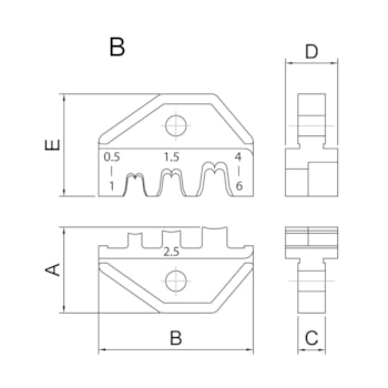 MANDIBULA / MORDENTE PARA ALICATE CRIMPADOR MODELO B 0,5 A 6MM2 - 44056102 TRAMONTINA PRO