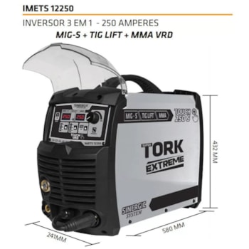 MÁQUINA DE SOLDA INVERSORA 250 A 3 EM 1- MIG-TIG-MMA - IMETS-12250-22 TORK Voltagem:220V