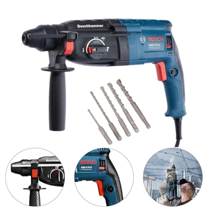 MARTELETE DE IMPACTO GBH 2-24D 820W CAIXA COM 5 BROCAS - BOSCH MARTELETE DE IMPACTO GBH 2-24D 820W CAIXA COM 5 BROCAS - BOSCH