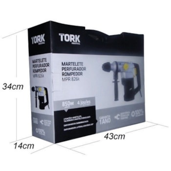 MARTELETE PERFURADOR ROMPEDOR 4 JOULES 850W MPR-826K TORK MARTELETE PERFURADOR ROMPEDOR 4 JOULES 850W MPR-826K TORK