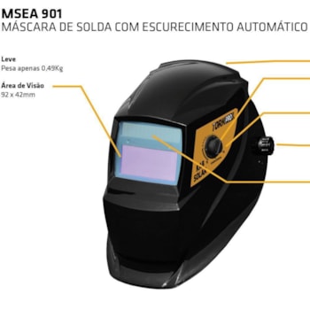 MÁSCARA DE SOLDA COM ESCURECIMENTO AUTOMÁTICO MSEA-901 TORK MÁSCARA DE SOLDA COM ESCURECIMENTO AUTOMÁTICO MSEA-901 TORK