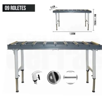 MESA EXTENSORA COM 9 ROLETES TIPO PEDESTAL - RZ-MR09 RAZI MESA EXTENSORA COM 9 ROLETES TIPO PEDESTAL - RZ-MR09 RAZI