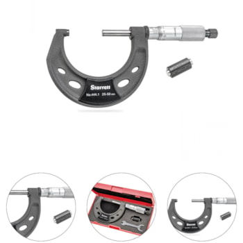 MICRÔMETRO EXTERNO C/ ISOLADORES NO ARCO 25-50 X 0,01MM - 444.1MXRL-50 STARRETT