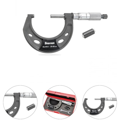 MICRÔMETRO EXTERNO C/ ISOLADORES NO ARCO 25-50 X 0,01MM - 444.1MXRL-50 STARRETT MICRÔMETRO EXTERNO C/ ISOLADORES NO ARCO 25-50 X 0,01MM - 444.1MXRL-50 STARRETT