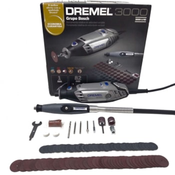 MICRORETÍFICA DREMEL 3000 COM 82 ACESSÓRIOS + ACOPLAMENTO FLEXÍVEL - DREMEL MICRORETÍFICA DREMEL 3000 COM 82 ACESSÓRIOS + ACOPLAMENTO FLEXÍVEL - DREMEL