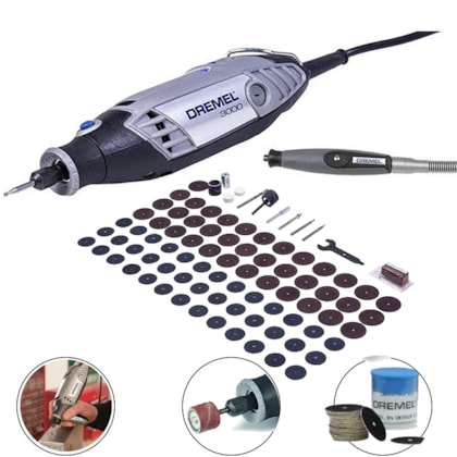 MICRORETÍFICA DREMEL 3000 COM 82 ACESSÓRIOS + ACOPLAMENTO FLEXÍVEL - DREMEL MICRORETÍFICA DREMEL 3000 COM 82 ACESSÓRIOS + ACOPLAMENTO FLEXÍVEL - DREMEL