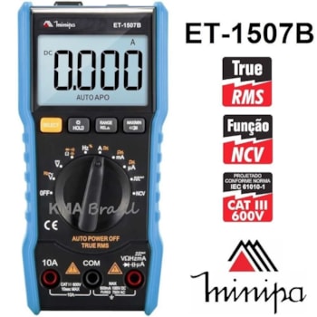 MULTIMETRO DIGITAL CAT III TRUE RMS - ET-1507B MINIPA MULTIMETRO DIGITAL CAT III TRUE RMS - ET-1507B MINIPA