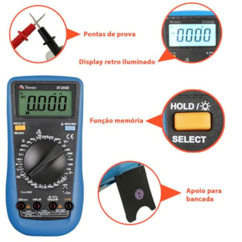 MULTÍMETRO DIGITAL PROFISSIONAL PORTÁTIL  - MINIPA - ET-2042E
