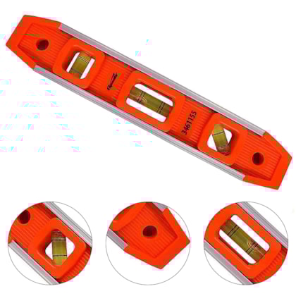 NÍVEL DE PLÁSTICO REFORÇADO 9.1/2" 235MM 3 BOLHAS TORPEDO - 3461155 SPARTA NÍVEL DE PLÁSTICO REFORÇADO 9.1/2" 235MM 3 BOLHAS TORPEDO - 3461155 SPARTA