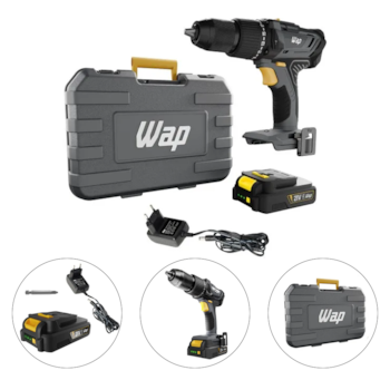 PARAFUSADEIR/FURADEIR IMPACTO 1/2" 60NM 21V, 1 BATERIA 2AH, CARREGADOR E MALETA - WAP