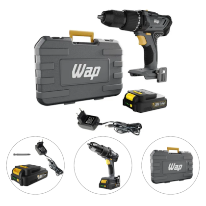 PARAFUSADEIR/FURADEIR IMPACTO 1/2" 60NM 21V, 1 BATERIA 2AH, CARREGADOR E MALETA - WAP